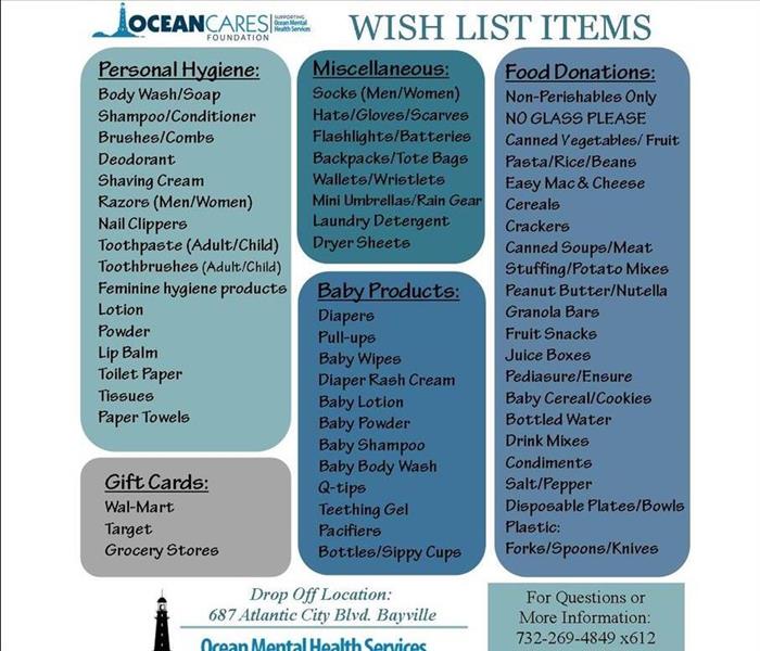Flyer about OceanCares Wishlist for Ocean Mental Health Services