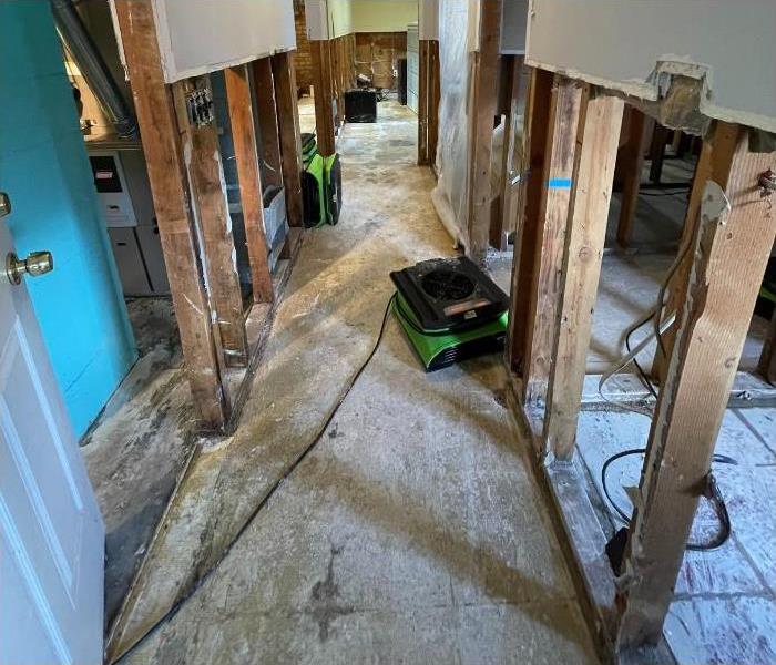 Damaged walls removed from flood damage 