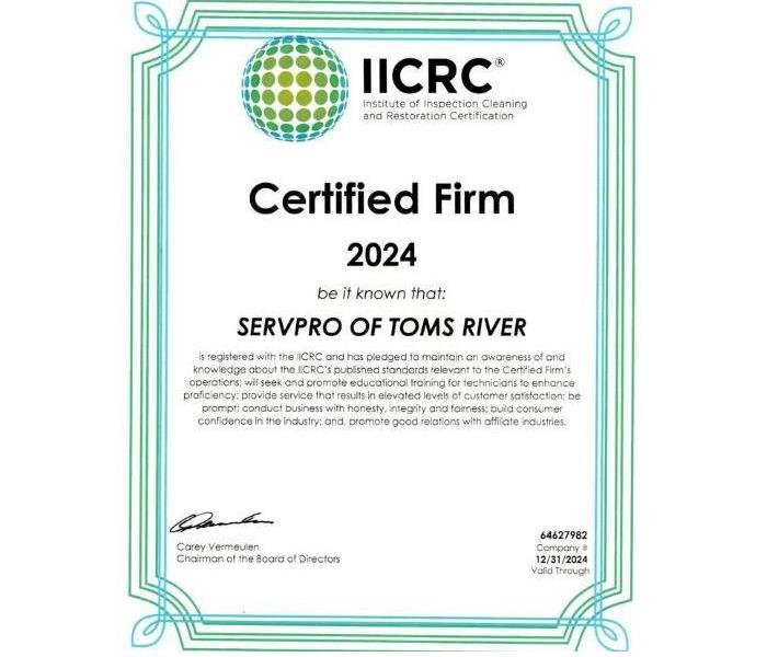 SERVPRO of Toms River IICRC Certified Firm 2024